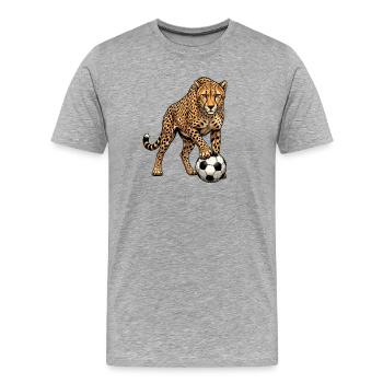 Attaquant de football Léopard - T-shirt bio Premium Homme - gris chiné - Devant - Damien (186cm)