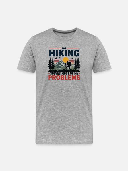Hiking Solves Most of My Problems - Men's Premium Organic T-Shirt - heather grey