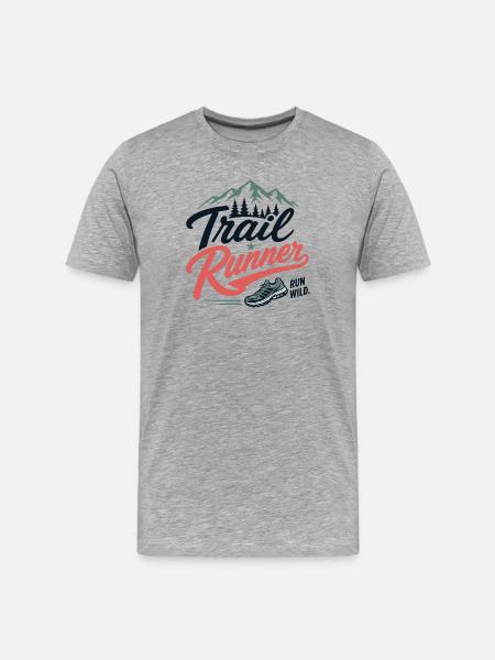 Trailrunner. Run Wild - Männer Premium Bio T-Shirt - Grau meliert