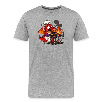 Fire Dragon Cook Burns Cookies - Men's Premium Organic T-Shirt - heather grey - Front - Damien (186cm)