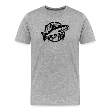 Forelle Lachs Angeln Angelsport Streetart - Männer Premium Bio T-Shirt - Grau meliert - Vorne - Damien (186cm)