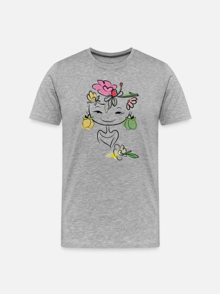 Girl with lemons as earrings - Men's Premium Organic T-Shirt - heather grey