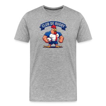 rugby, rugby sport; club de rugby - T-shirt bio Premium Homme - gris chiné - Devant - Damien (186cm)