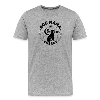 Dog Mama est mon énergie d’âme qui dit des étoiles de lune - T-shirt bio Premium Homme - gris chiné - Devant - Damien (186cm)
