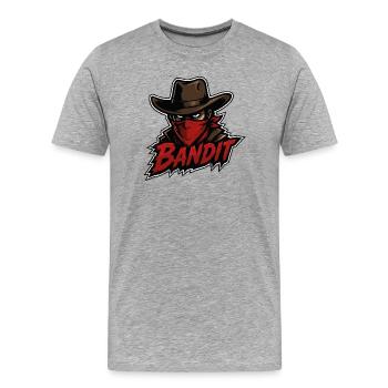 Bandit Cowboy mit roter Bandana - Männer Premium Bio T-Shirt - Grau meliert - Vorne - Damien (186cm)