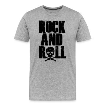Rock'n'Roll-Typografie mit Totenkopf - Männer Premium Bio T-Shirt - Grau meliert - Vorne - Damien (186cm)