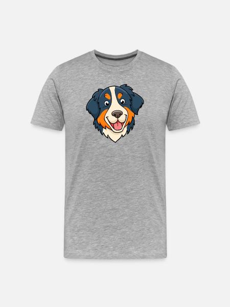 Bernese Mountain Dog (Comic Portrait/Easy) - Men's Premium Organic T-Shirt - heather grey