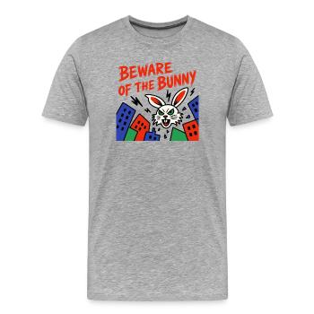 Warning about the Bunny: City Neon - Men's Premium Organic T-Shirt - heather grey - Front - Damien (186cm)