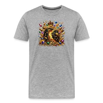 Coffre au trésor au trésor en or Glamour - T-shirt bio Premium Homme - gris chiné - Devant - Damien (186cm)