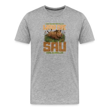 War Die Sau Wohl Schneller - Männer Premium Bio T-Shirt - Grau meliert - Vorne - Damien (186cm)