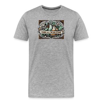 Ich habe alle Lösungen – Chemiedesign - Männer Premium Bio T-Shirt - Grau meliert - Vorne - Damien (186cm)