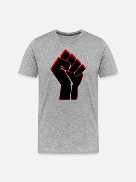 Widerstandsfaust - Das Zeichen sozialer Bewegungen - Männer Premium Bio T-Shirt - Grau meliert