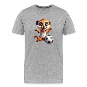 Cute meerkat playing soccer - Men's Premium Organic T-Shirt - heather grey - Front - Damien (186cm)