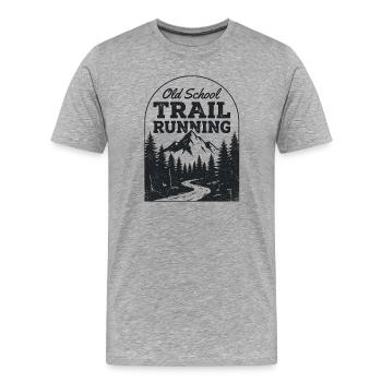 Old School Trailrunning - Männer Premium Bio T-Shirt - Grau meliert - Vorne - Damien (186cm)