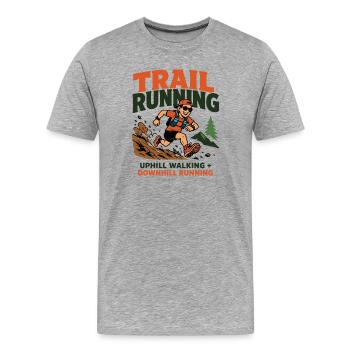 Course en sentier - marche en montée et descente - T-shirt bio Premium Homme - gris chiné - Devant - Damien (186cm)