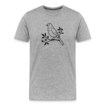 Floral Bird - Men's Premium Organic T-Shirt - heather grey - Front - Damien (186cm)