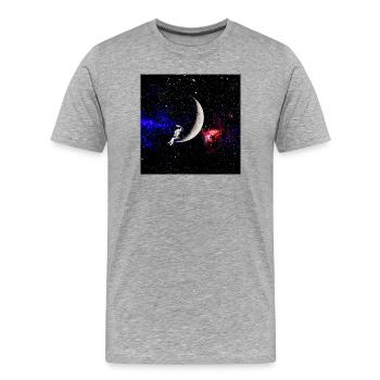 Astronaut on Crescent Moon Nebula - Men's Premium Organic T-Shirt - heather grey - Front - Damien (186cm)