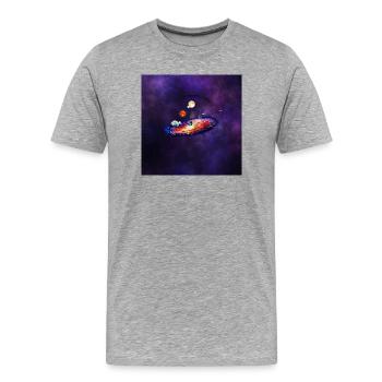Anneau Cosmique des Planètes - T-shirt bio Premium Homme - gris chiné - Devant - Damien (186cm)