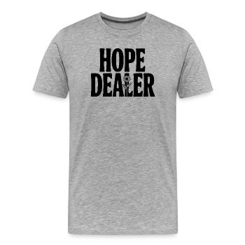 Dealer d’espoir - T-shirt bio Premium Homme - gris chiné - Devant - Damien (186cm)