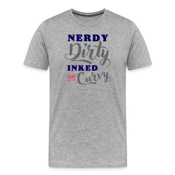 Nerdy Dirty Inked Curvy - Männer Premium Bio T-Shirt - Grau meliert - Vorne - Damien (186cm)