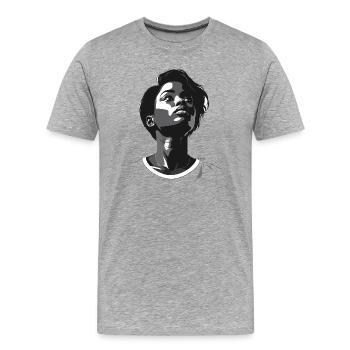 Schwarzweiß Aufwärtsblick - Männer Premium Bio T-Shirt - Grau meliert - Vorne - Damien (186cm)