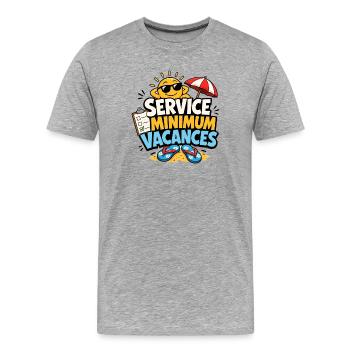 Service Minimum Vacances Humour Été - T-shirt bio Premium Homme - gris chiné - Devant - Damien (186cm)