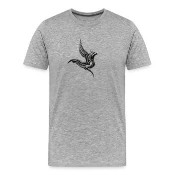 Stilisierter schwarzer Stahlflügel - Männer Premium Bio T-Shirt - Grau meliert - Vorne - Damien (186cm)