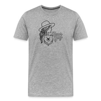 Bear Guy Dame Grizzly Umriss Grafik - Männer Premium Bio T-Shirt - Grau meliert - Vorne - Damien (186cm)