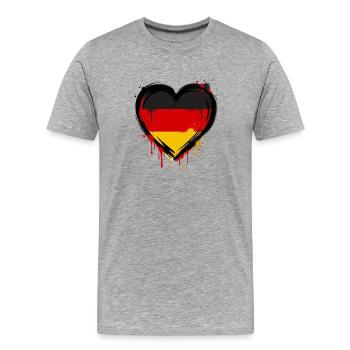 Herzflagge Graffiti Deutschland - Männer Premium Bio T-Shirt - Grau meliert - Vorne - Damien (186cm)