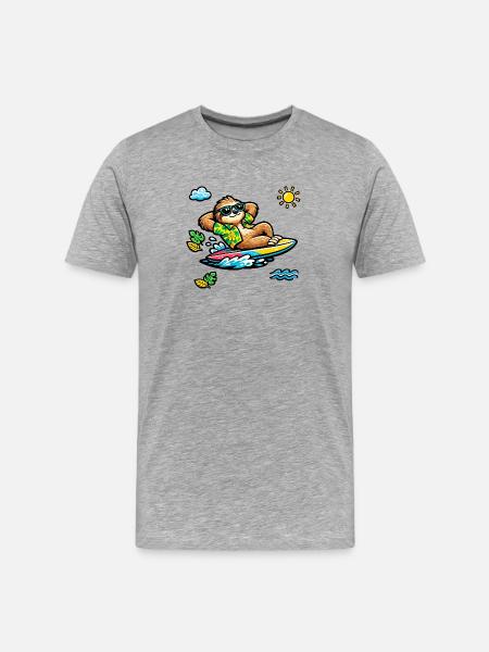Sloth Surfing - Men's Premium Organic T-Shirt - heather grey