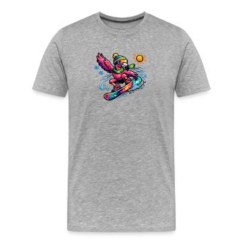 Flamingo snowboard in winter splendour - Men's Premium Organic T-Shirt - heather grey - Front - Damien (186cm)