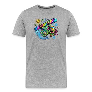 Rainbow Chama Surfboard - Men's Premium Organic T-Shirt - heather grey - Front - Damien (186cm)