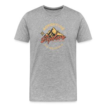Bergabenteuer Erkunde die Berge - Männer Premium Bio T-Shirt - Grau meliert - Vorne - Damien (186cm)