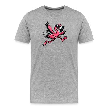 Flamingo im Sprint mit Sonnenbrille - Männer Premium Bio T-Shirt - Grau meliert - Vorne - Damien (186cm)