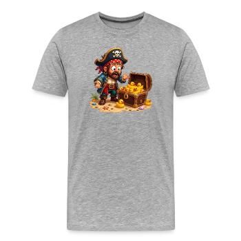 Pirate treasure with ducklings - Men's Premium Organic T-Shirt - heather grey - Front - Damien (186cm)