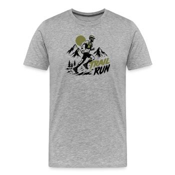 course sur sentier - T-shirt bio Premium Homme - gris chiné - Devant - Damien (186cm)