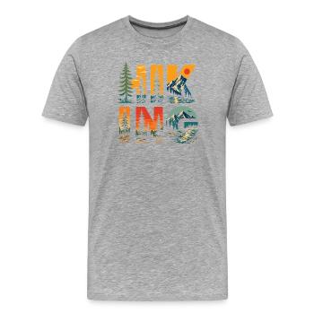 Randonnée - Aventure en plein air - T-shirt bio Premium Homme - gris chiné - Devant - Damien (186cm)