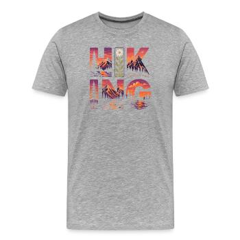 Randonnée - Aventure en plein air - T-shirt bio Premium Homme - gris chiné - Devant - Damien (186cm)
