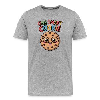 Un Cookie Intelligent - Cookie Intelligent avec des Lunettes - T-shirt bio Premium Homme - gris chiné - Devant - Damien (186cm)