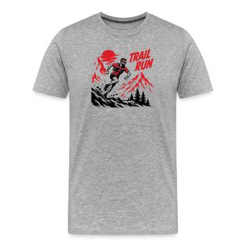 course sur sentier - T-shirt bio Premium Homme - gris chiné - Devant - Damien (186cm)
