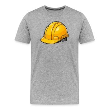 Casque de construction jaune style dessin animé - T-shirt bio Premium Homme - gris chiné - Devant - Damien (186cm)