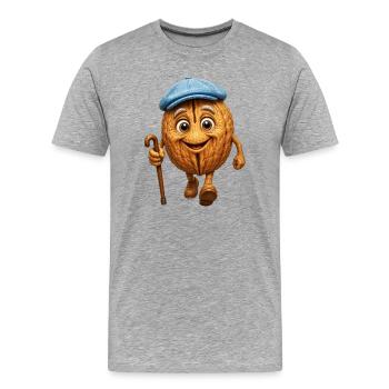 Wallnuss geht Spazieren - Männer Premium Bio T-Shirt - Grau meliert - Vorne - Damien (186cm)