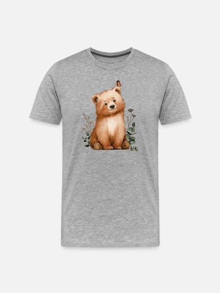 Bear with butterfly - Men's Premium Organic T-Shirt - heather grey