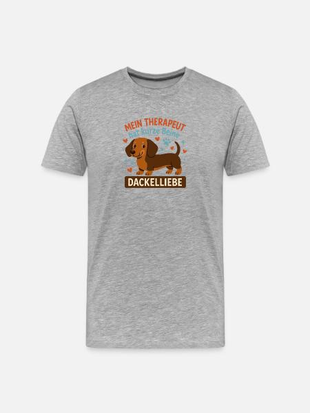 Dackel Therapie Humor - Männer Premium Bio T-Shirt - Grau meliert