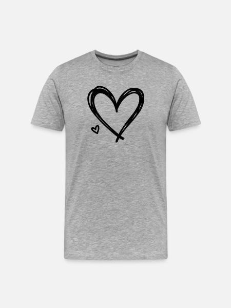 Herz - Männer Premium Bio T-Shirt - Grau meliert