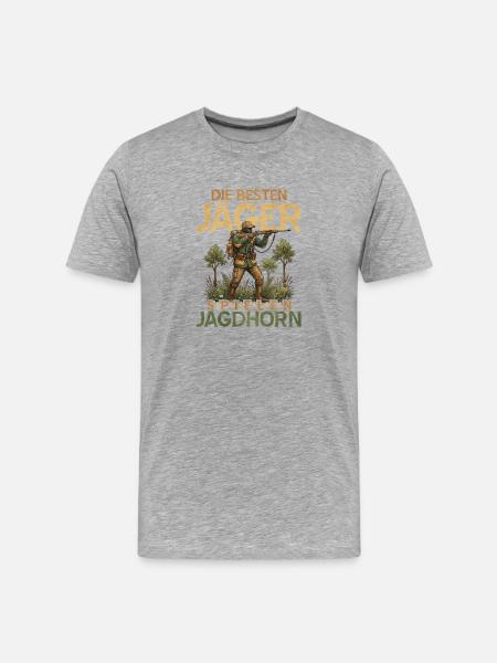 Die besten Jäger Jagdhorn - Männer Premium Bio T-Shirt - Grau meliert