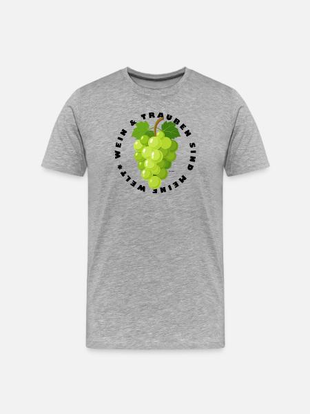 Grüne Trauben - Weintrauben - Männer Premium Bio T-Shirt - Grau meliert