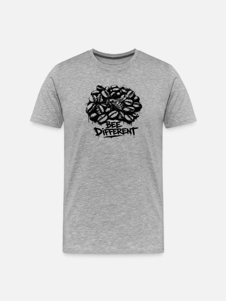 Be Different Kaffeebohnen Motiv - Männer Premium Bio T-Shirt - Grau meliert