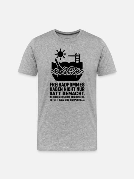 freibad pommes kult - Männer Premium Bio T-Shirt - Grau meliert