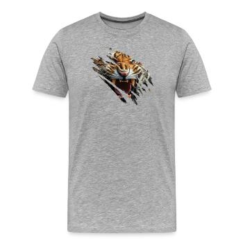 Tiger Katze Geschenkidee - Männer Premium Bio T-Shirt - Grau meliert - Vorne - Damien (186cm)